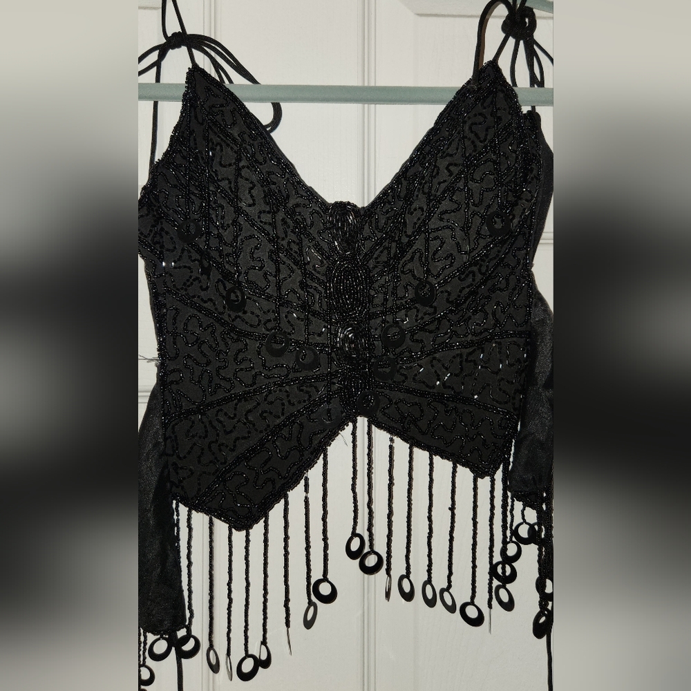 Elegant Black Beaded Corset